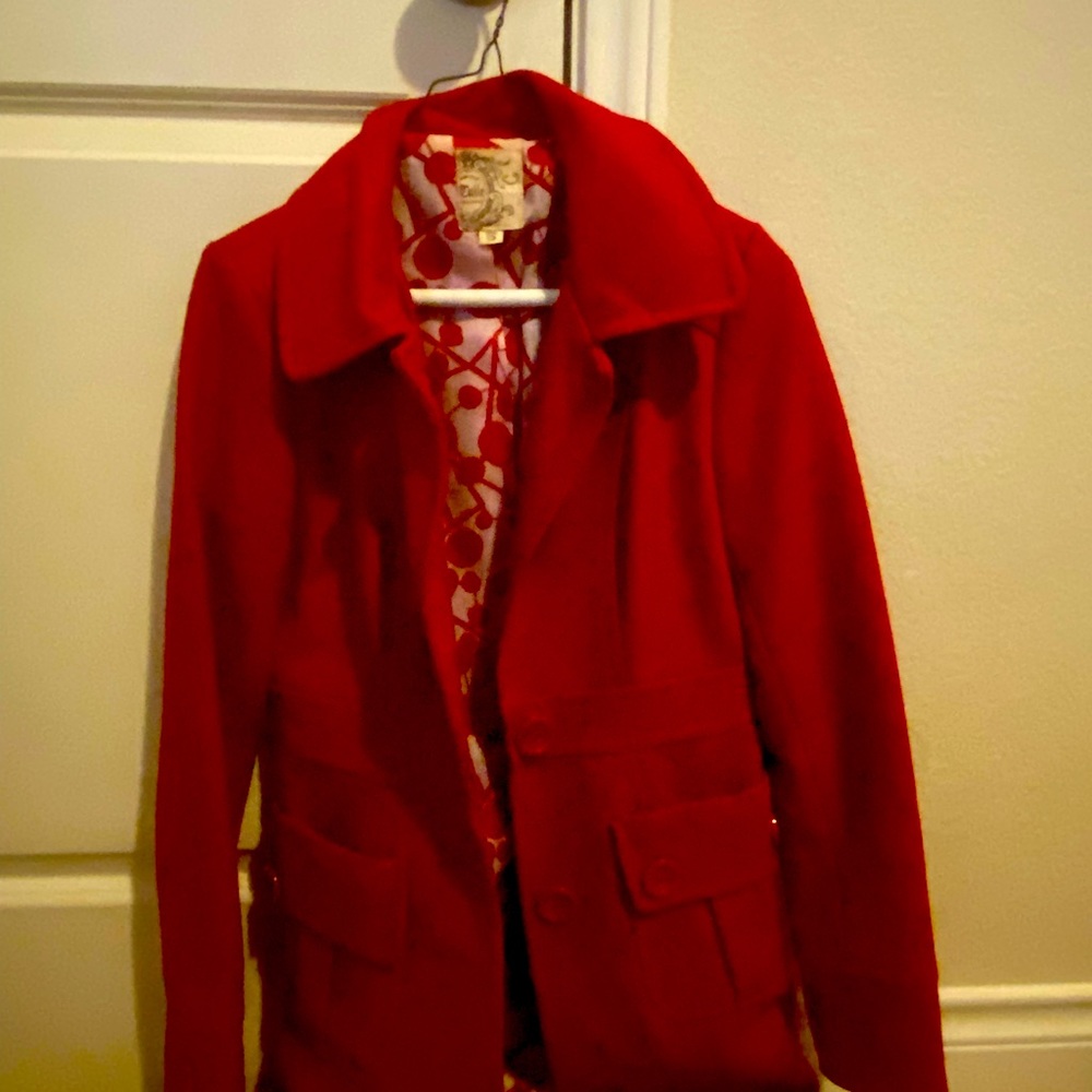 Tulle Red Pea Coat